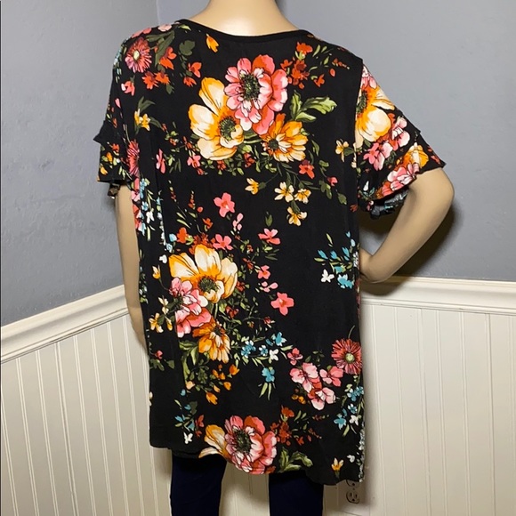 Cool Melon Black Floral Blouse 2XL - Picture 4 of 7